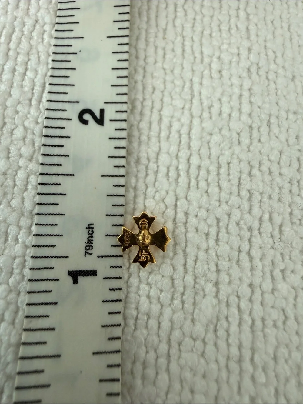 Chrome Hearts 22K Yellow Gold Tiny Plus Cross Earring Single Natural Diamond